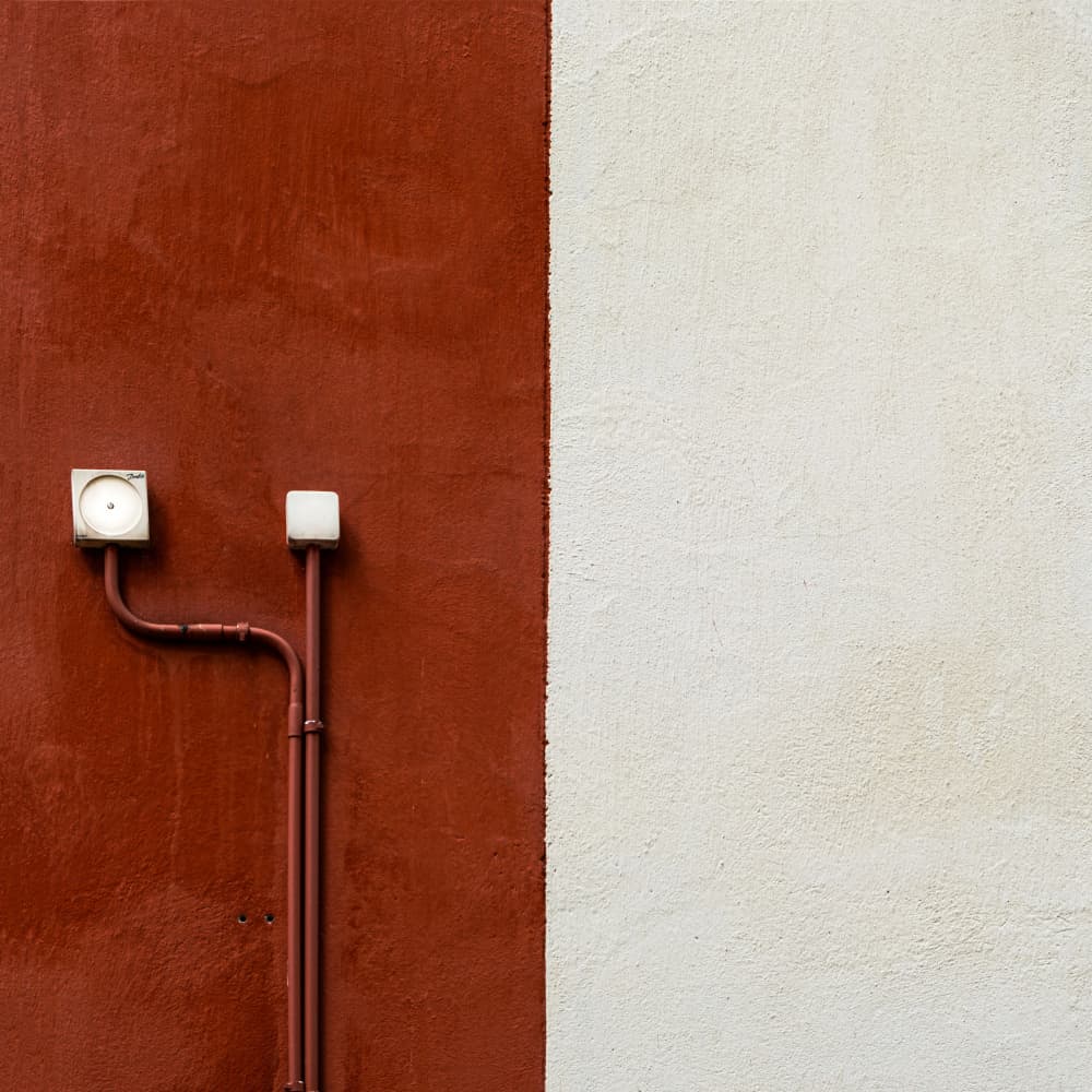 Red White Wall Pipes by Rolf Endermann — canvas wall art