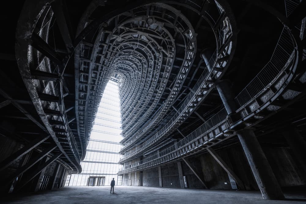 Grand Architectural Spiral by Ran Shen — canvas wall art