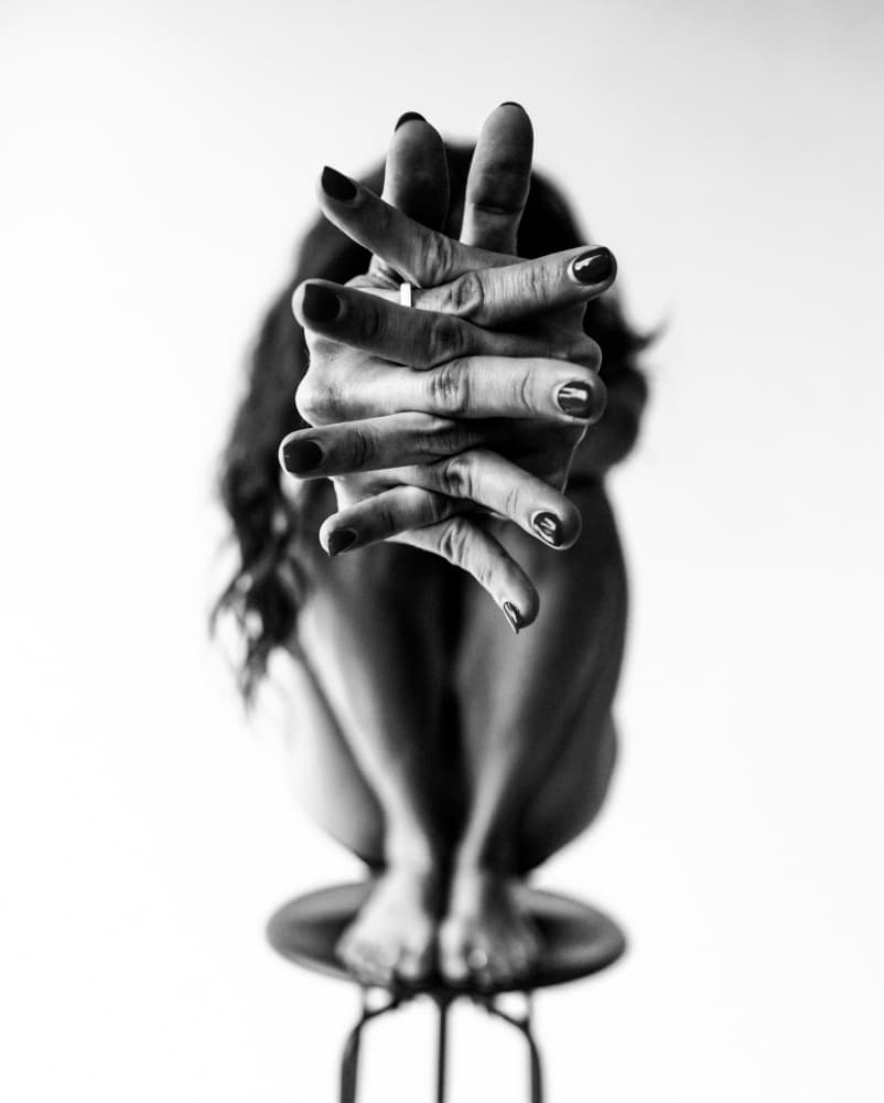 Pensive Hands Pose by Tyler McAuley — canvas wall art