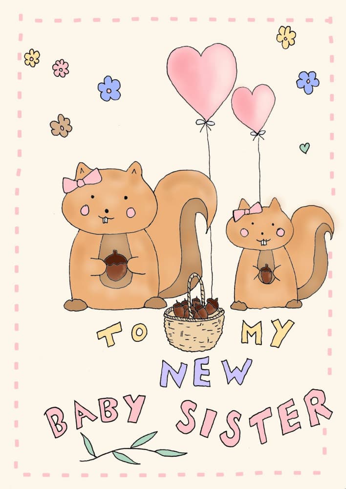 Cute Squirrel Baby Sister by Louisa Jane Francis — canvas wall art
