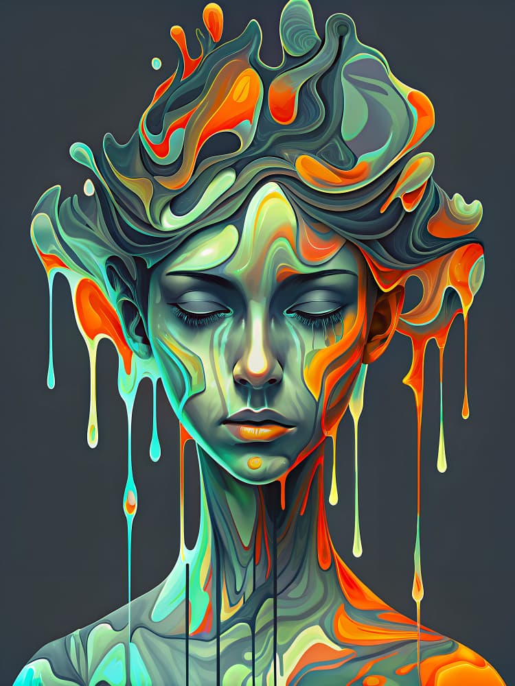 Colorful Fluid Portrait by Miguel Bruzual — canvas wall art