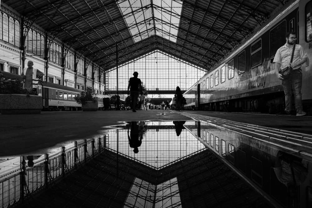 Train Station Reflection by Tamas Dragon — canvas wall art