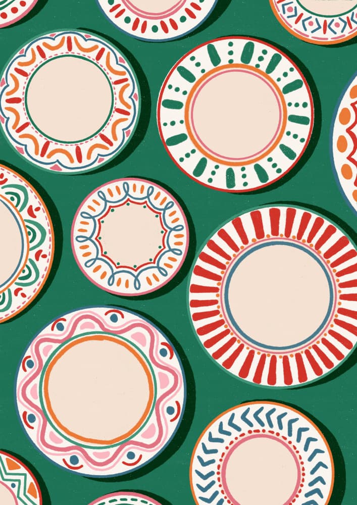 Colorful Patterned Plates by Nidhi Kachhadiya — canvas wall art
