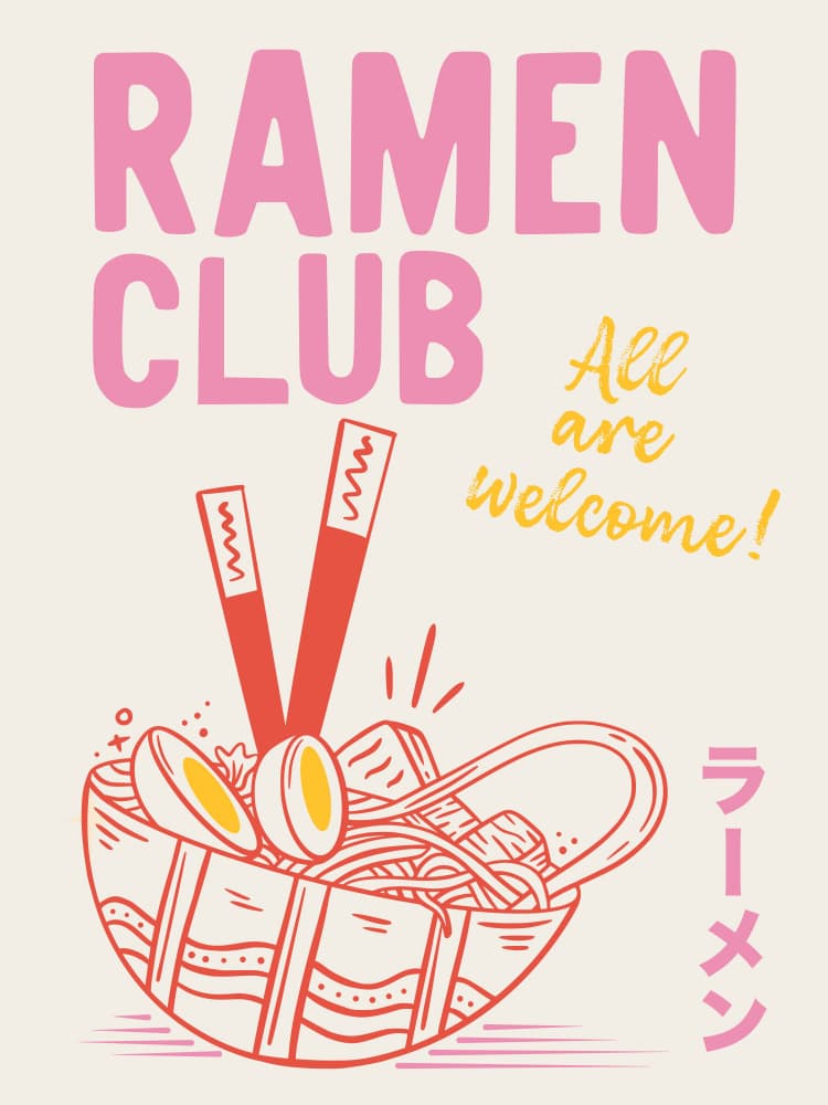 Ramen Club Welcome by WallChart Art Studio — canvas wall art