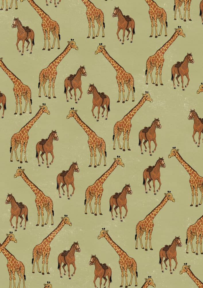 Safari Giraffes and Horses by Nicholas — canvas wall art
