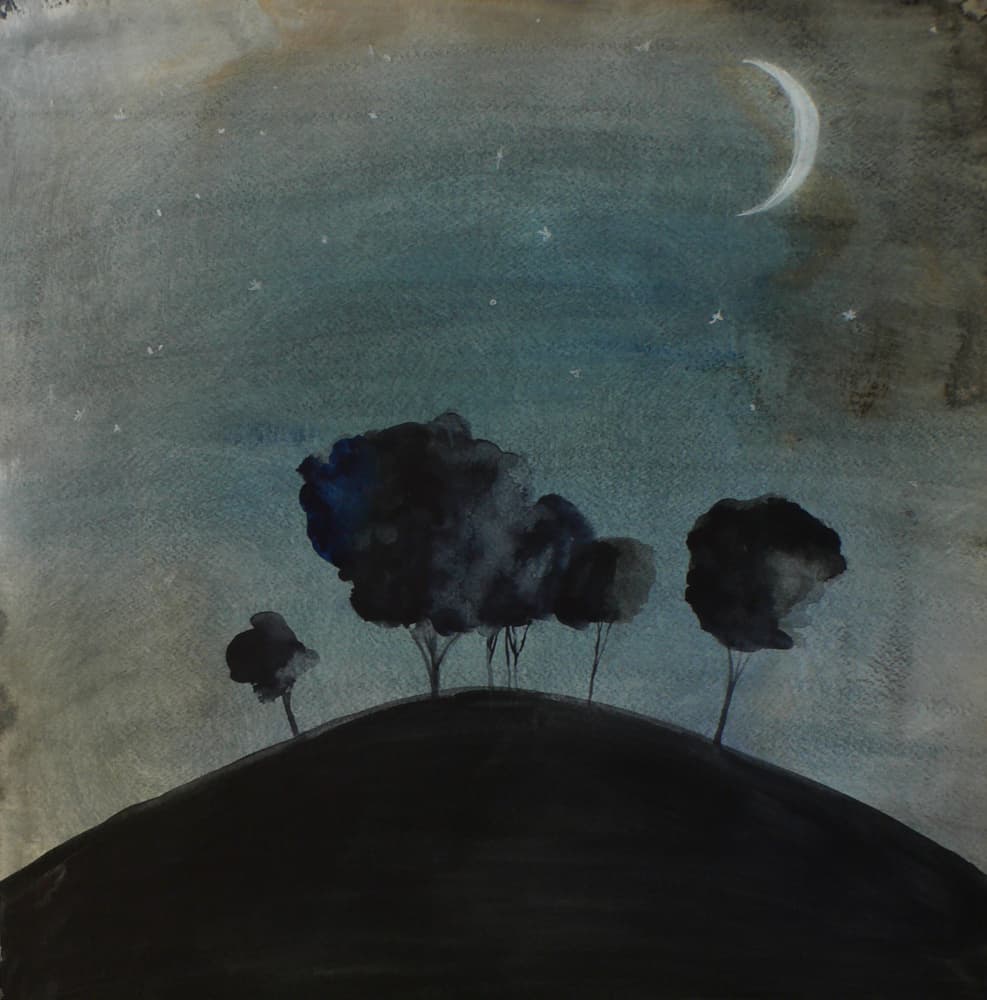 Moonlit Hillside Trees by Christine Lindstrom — canvas wall art