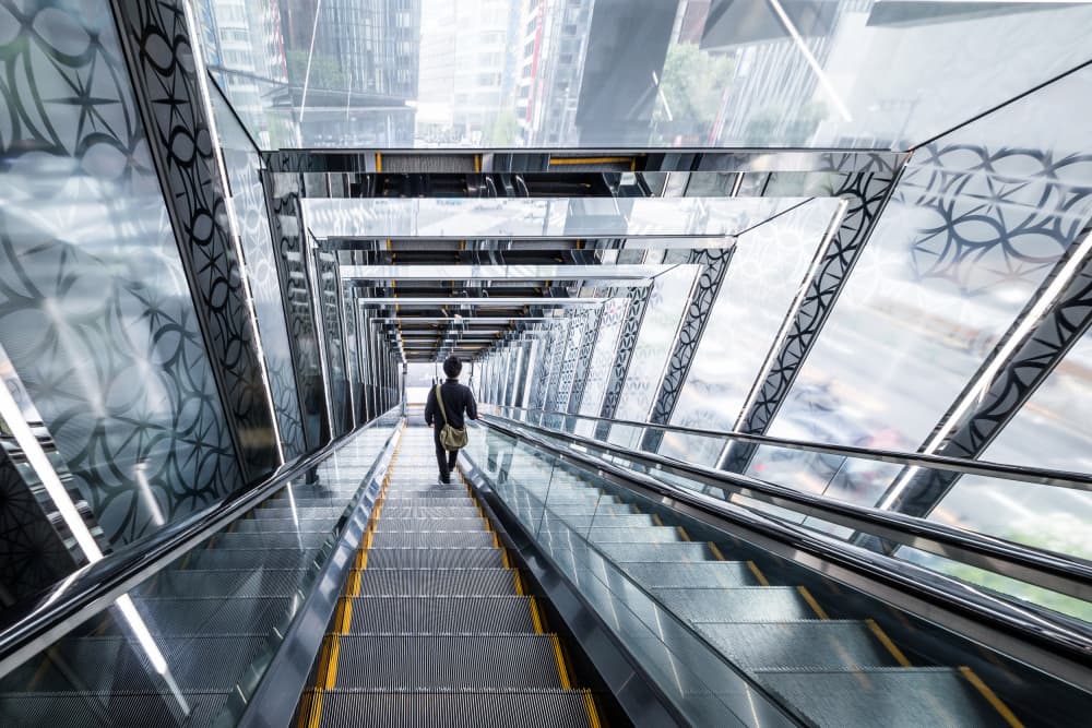 Urban Escalator Ascent by Michiko Ôtomo — canvas wall art