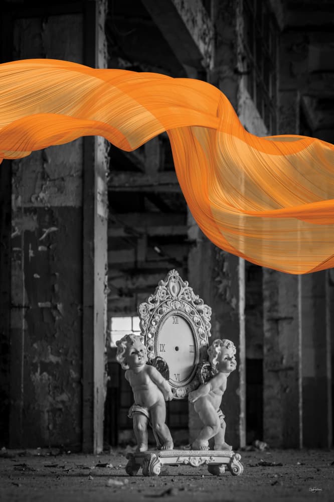 Timeless Cherubs Orange Flow by Sue Skellern — canvas wall art