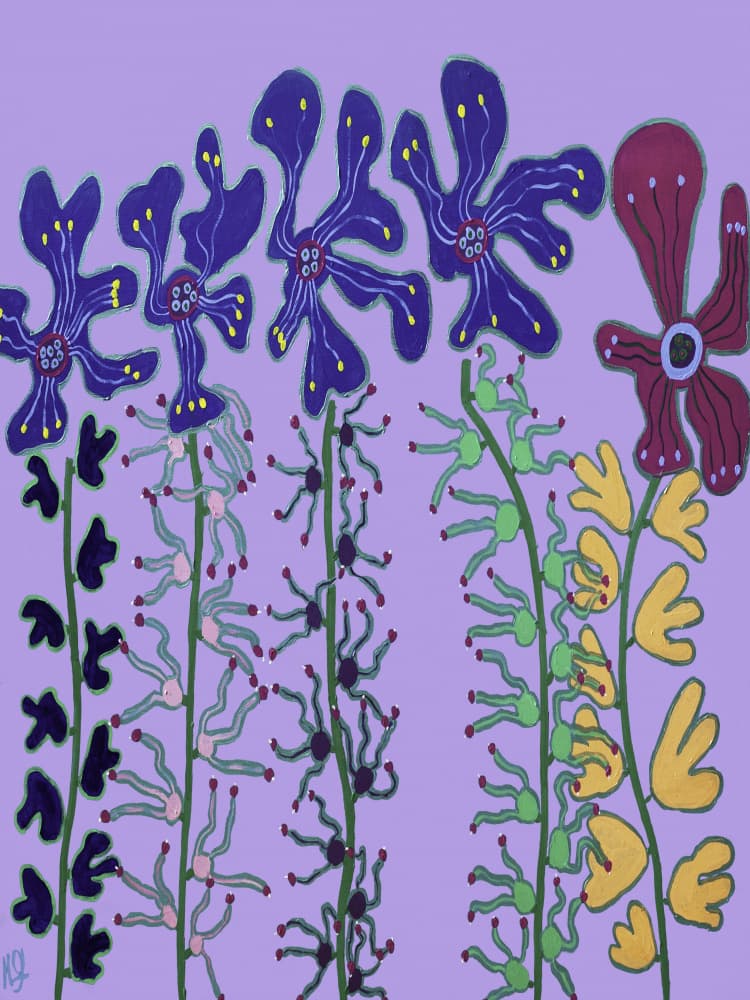 Vibrant Whimsical Flowers by Helen Joynson — canvas wall art
