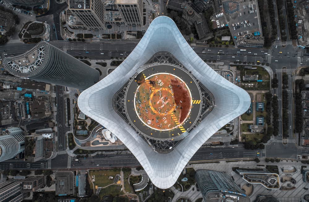 Aerial City Rooftop by Stan Huang — canvas wall art