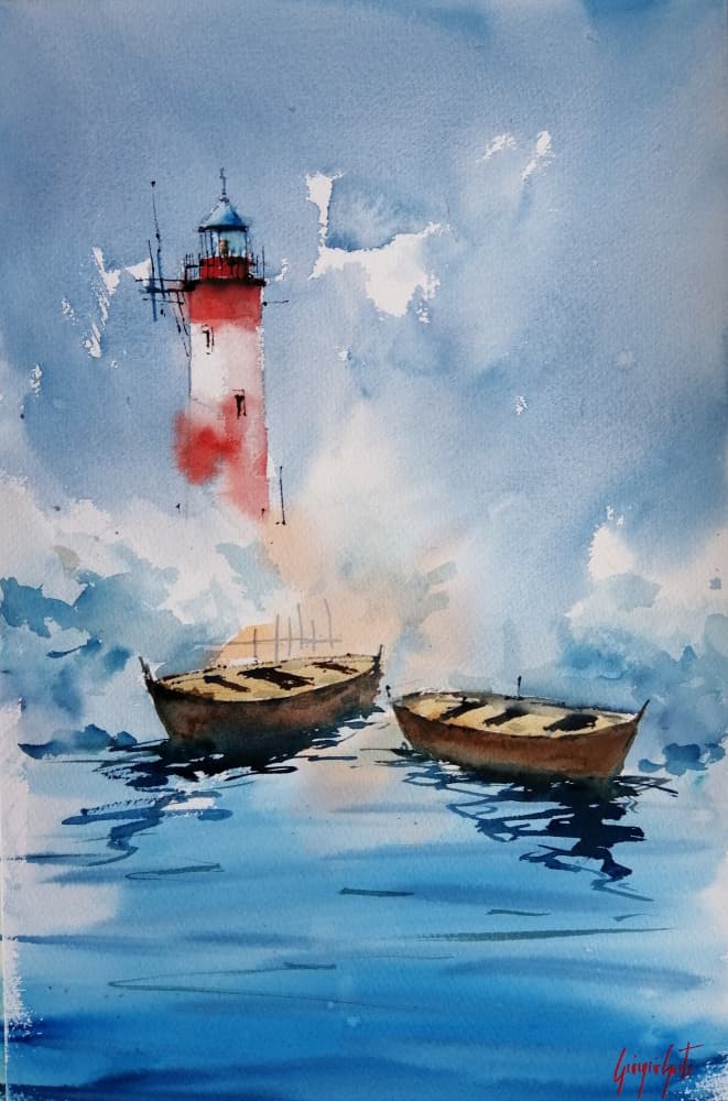 Serene Lighthouse Waters by Giorgio Gosti — canvas wall art