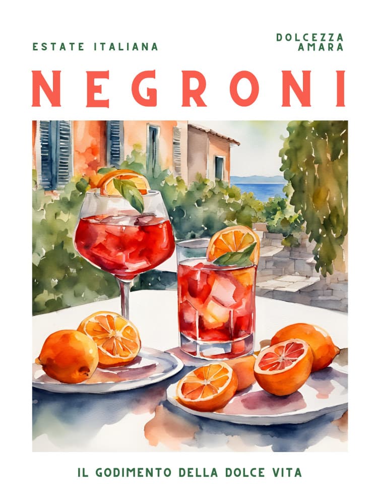 Negroni Summer Aperitif by Ohkimiko — canvas wall art