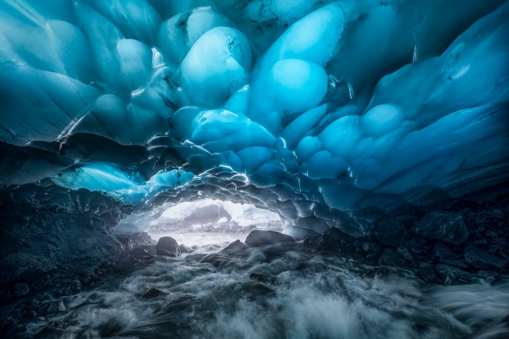 Blue Ice Cave Stream by James S. Chia — canvas wall art