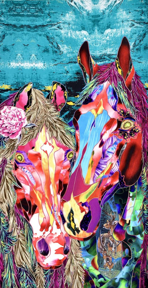 Colorful Abstract Horses by Kostyantin Malginov — canvas wall art