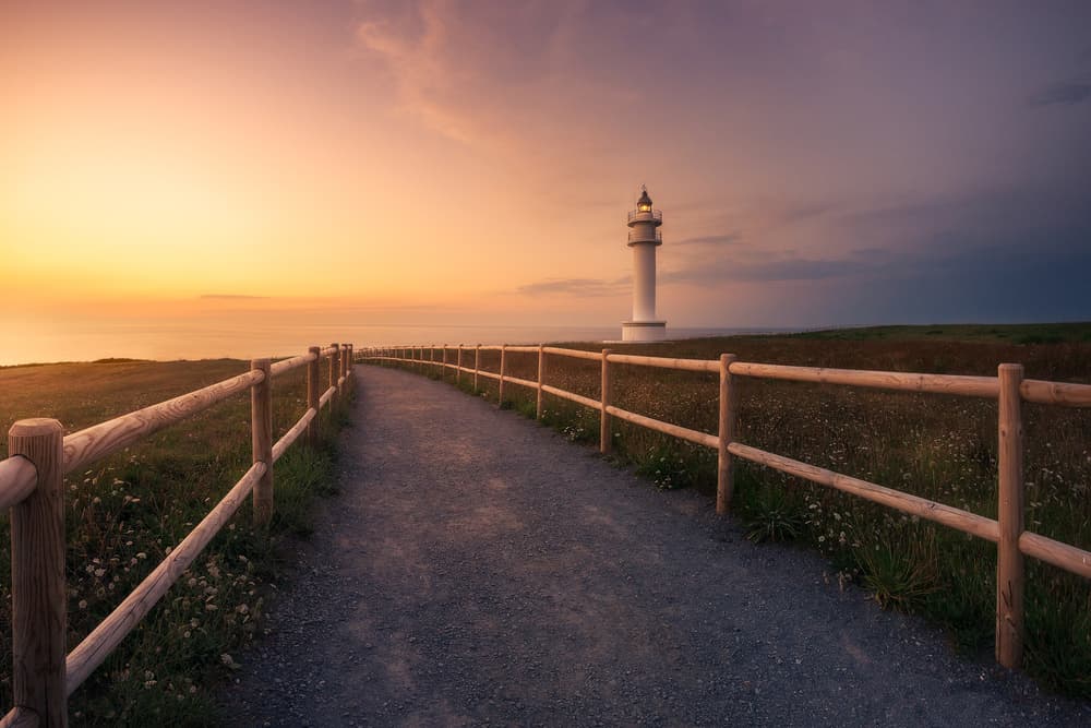 Sunset Path to Lighthouse by Iván Ferrero — canvas wall art