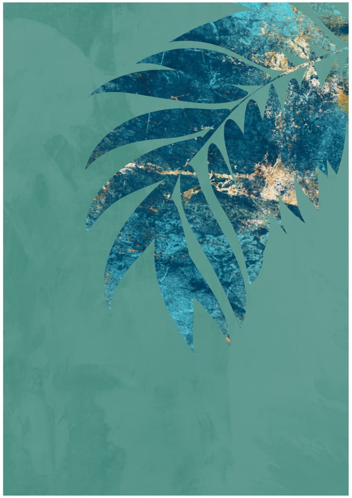 Golden Teal Leaf by Sarah Manovski — canvas wall art