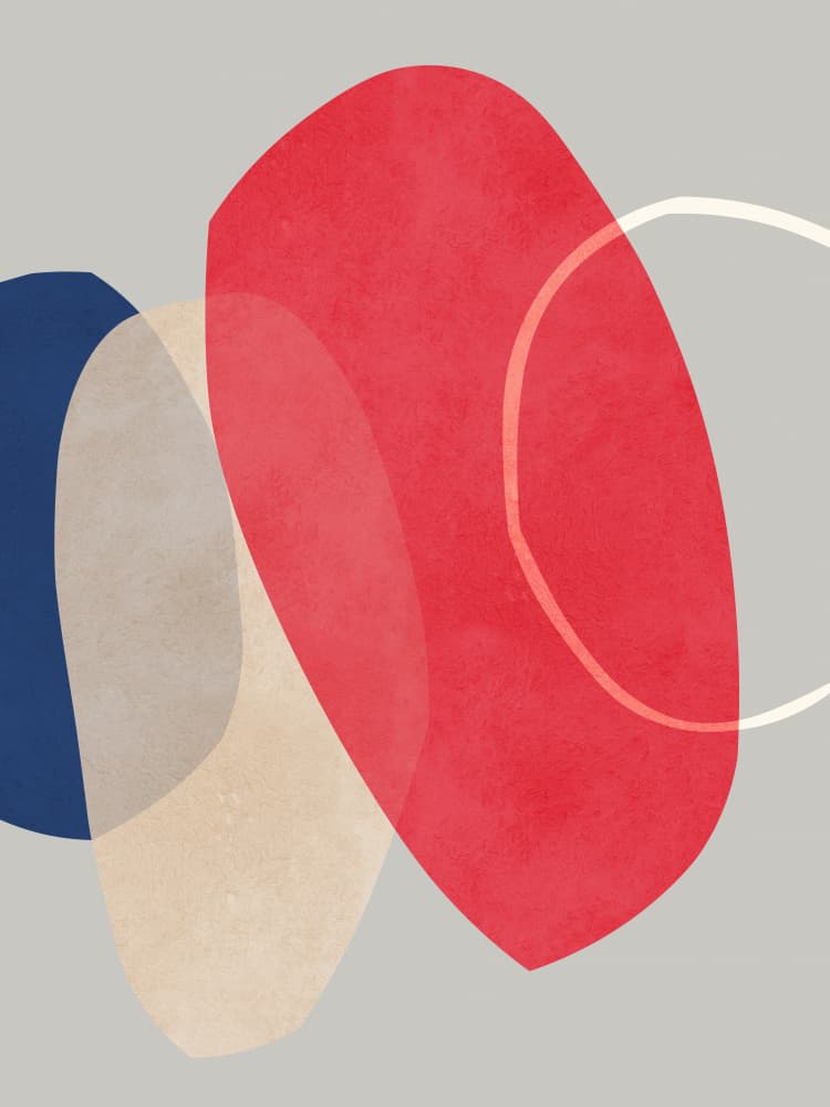 Red Blue Abstract Curves by Vitor Costa — canvas wall art