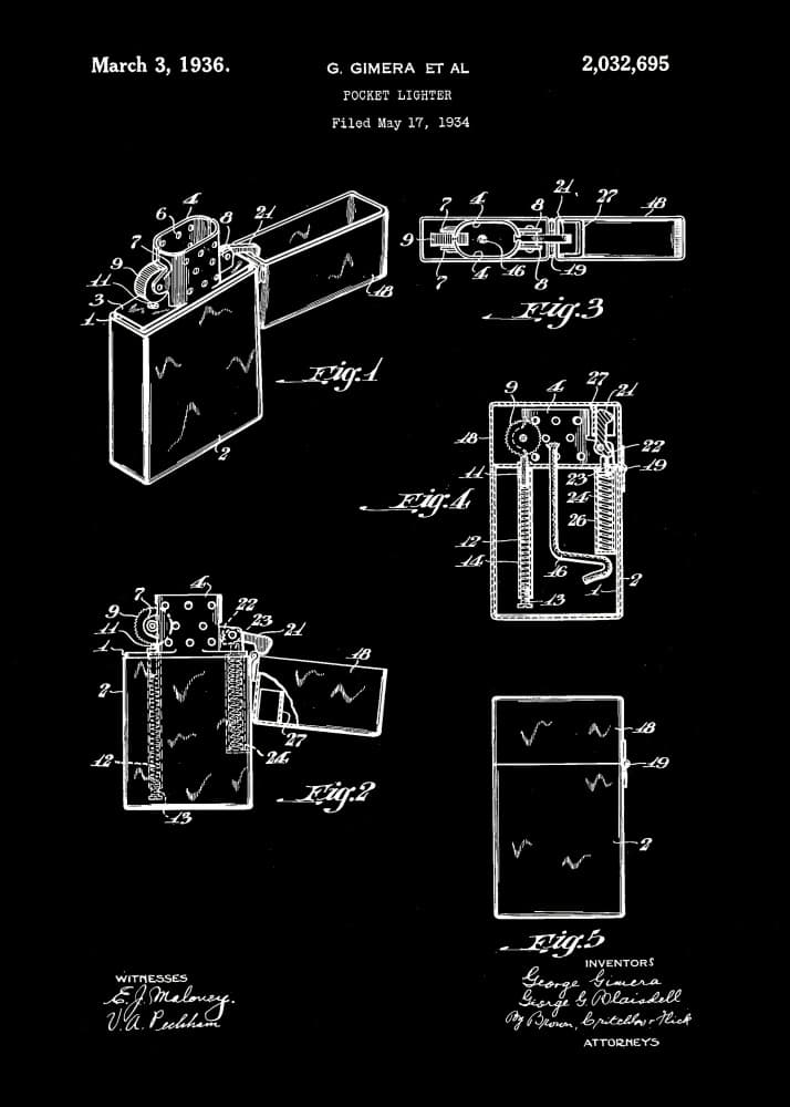 Pocket Lighter Patent by Andreas Magnusson — canvas wall art