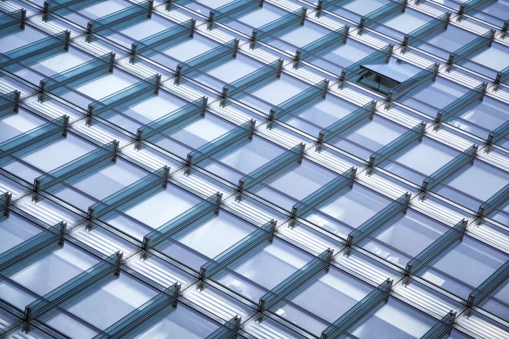 Geometric Blue Windows by Peter Pfeiffer — canvas wall art