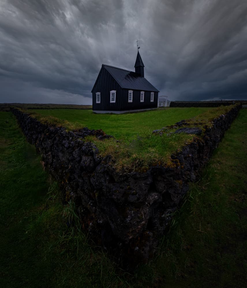 Dramatic Black Church by Yuan Su — canvas wall art