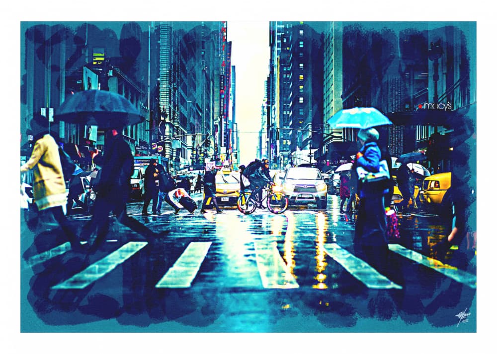 Rainy City Street by Osvaldo Russo — canvas wall art