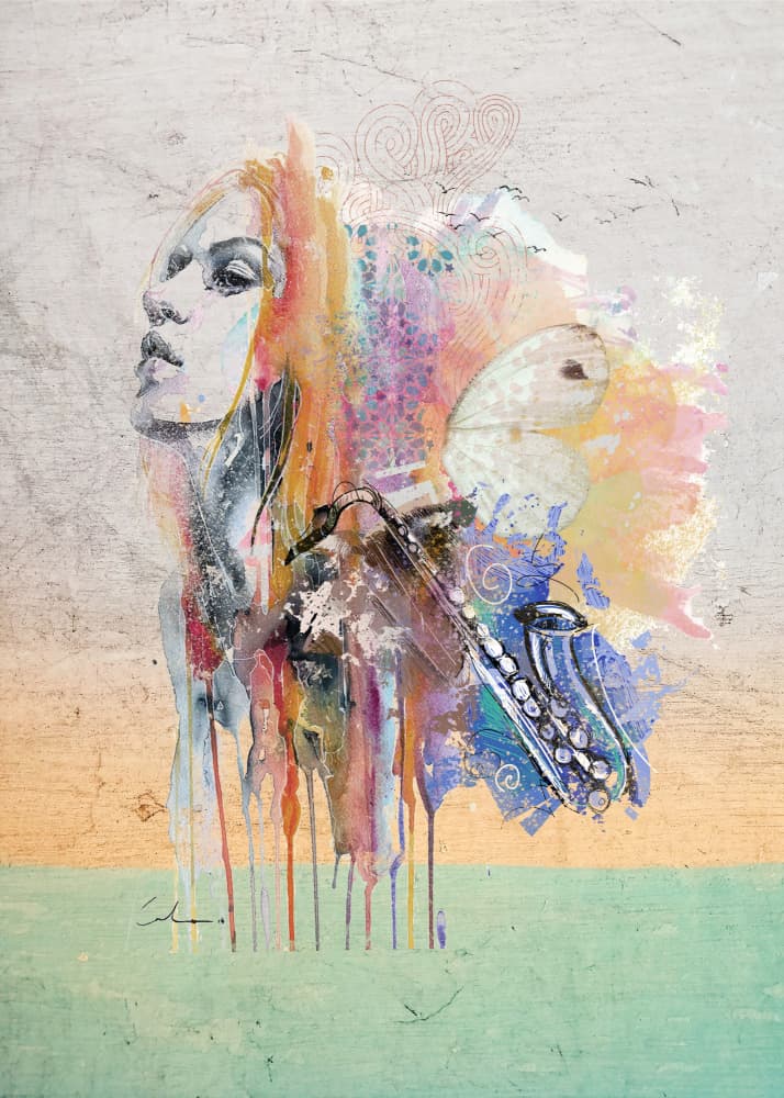 Vibrant Musical Muse by Pelin Atilla — canvas wall art