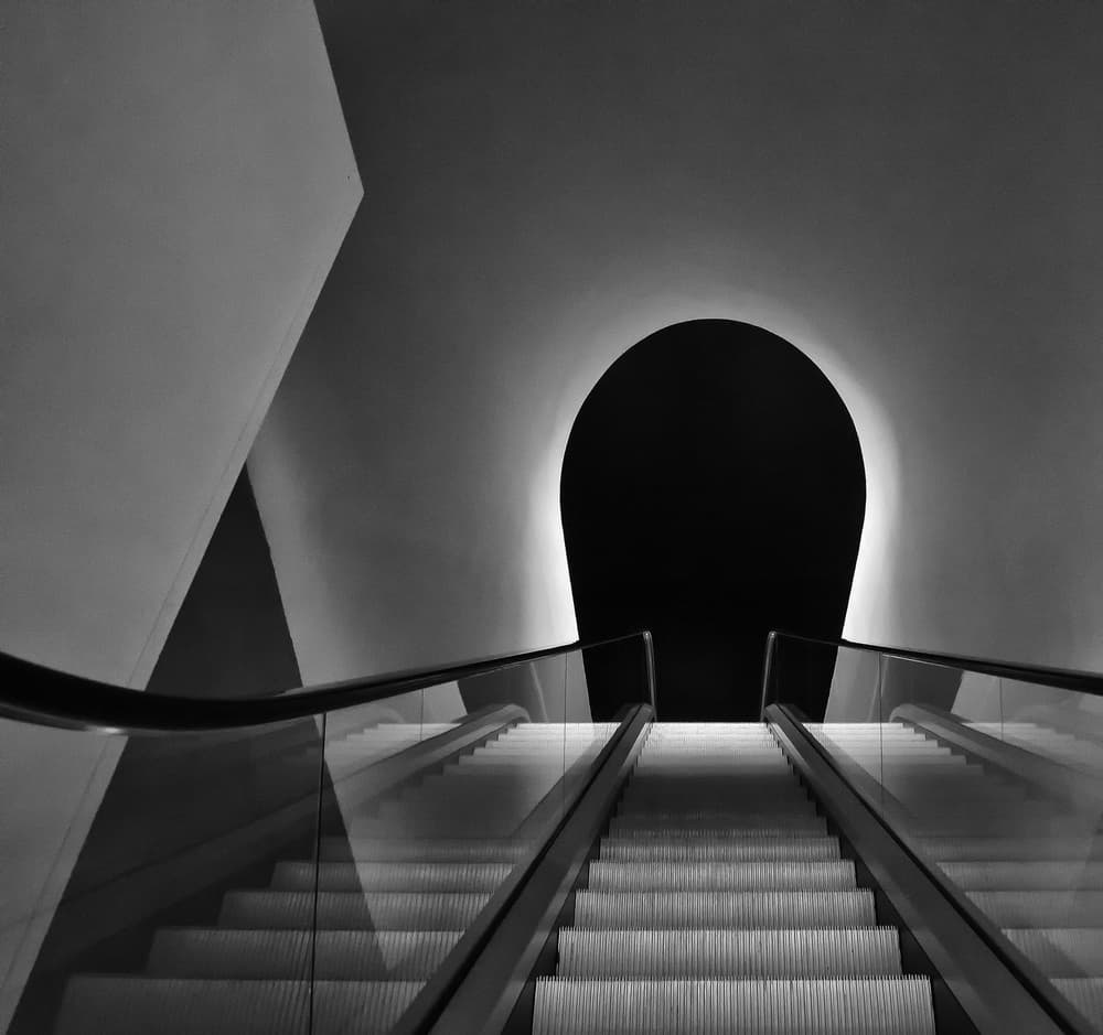 Ascending Tunnel Escalator by Lus Joosten — canvas wall art