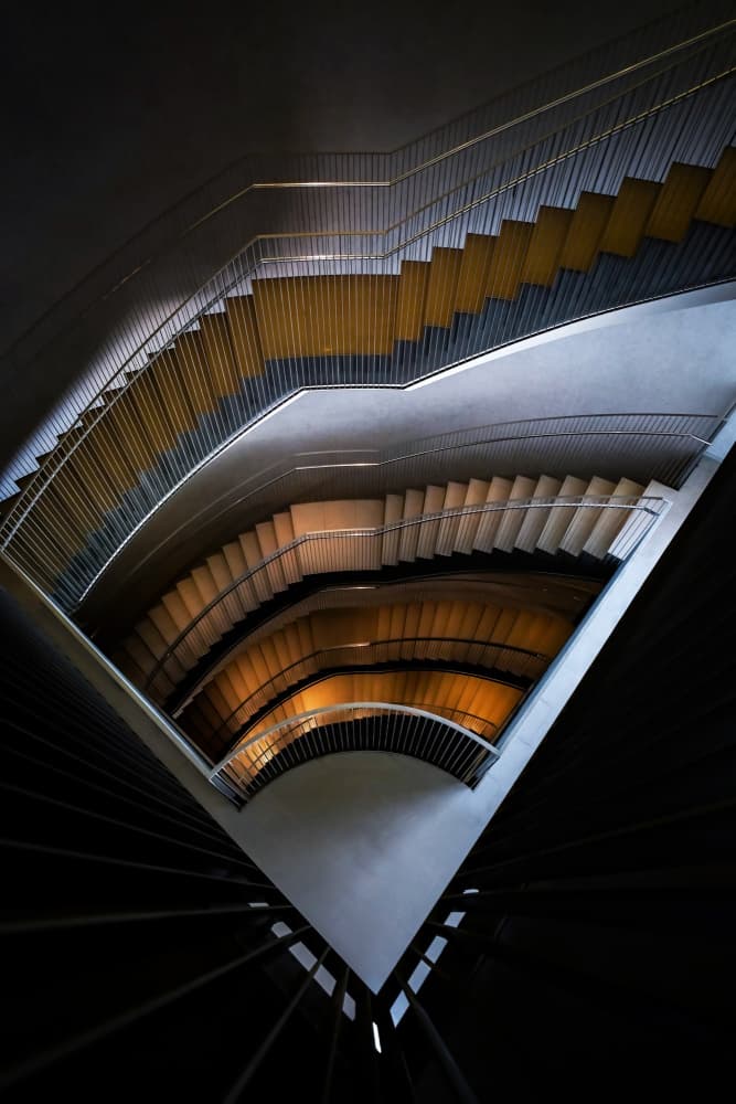 Modern Stairwell Lines by Raymond Ren Rong Liu — canvas wall art