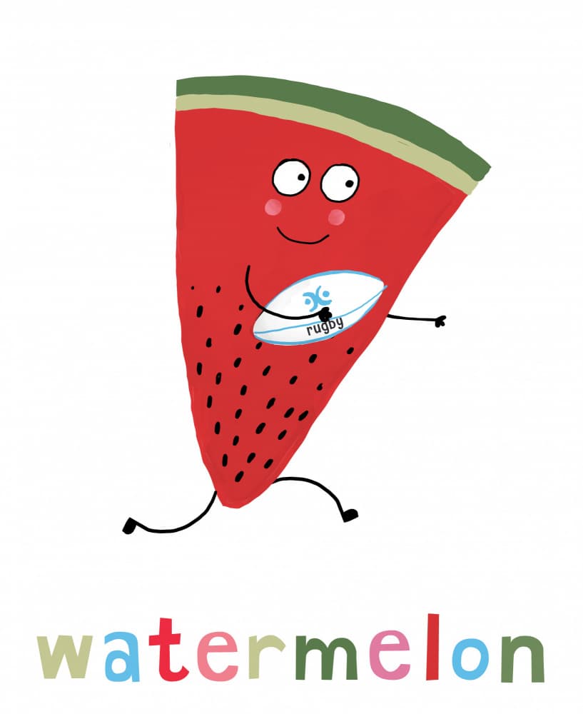 Running Watermelon Rugby by Carla Daly — canvas wall art