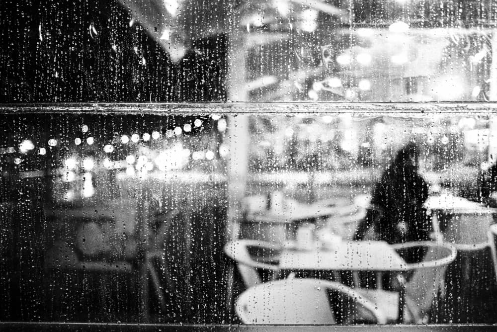Rainy Night Cafe View by Paulo Abrantes — canvas wall art