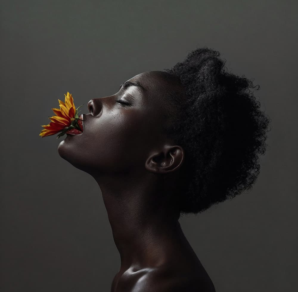 Melanin Flower Portrait by DDiArte — canvas wall art