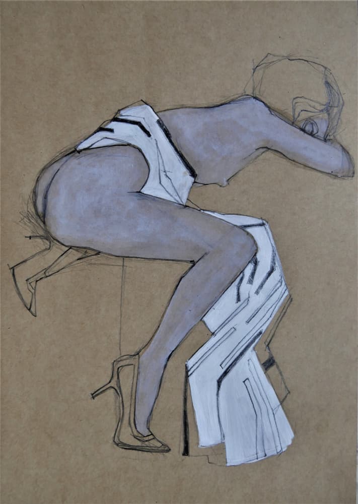 Elegant Nude Fashion Sketch by Doris Schmitz — canvas wall art