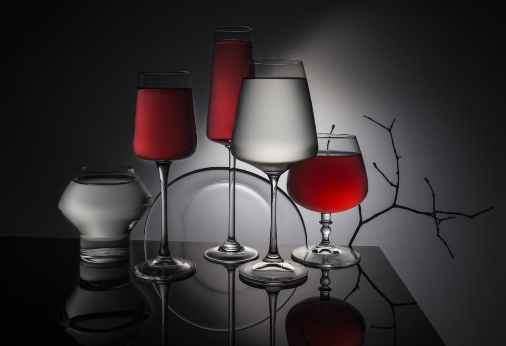 Elegant Red Glassware by Evgeniy Popov — canvas wall art