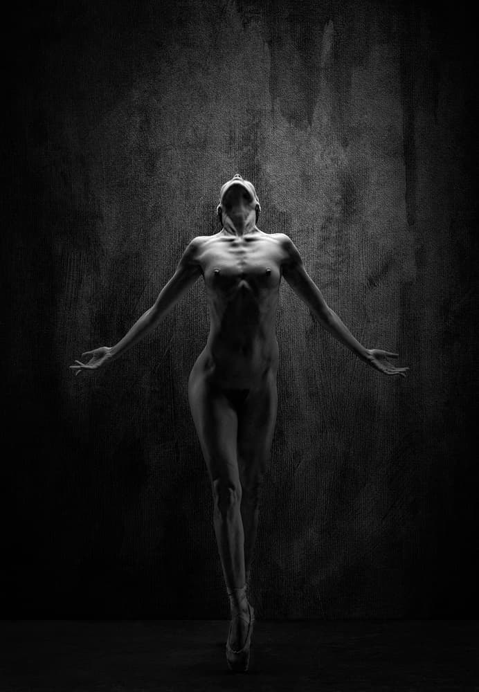 Graceful Ballet Nude by Luc Stalmans — canvas wall art