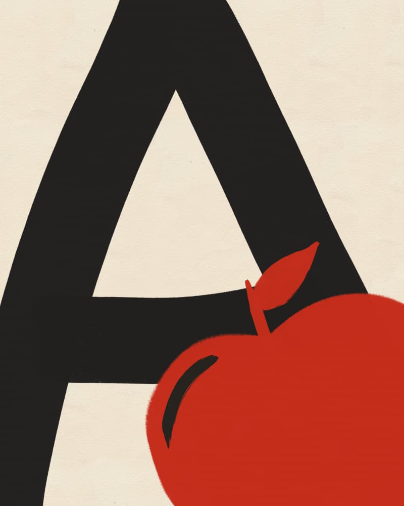 First Letter A Apple by Deepthi s — canvas wall art