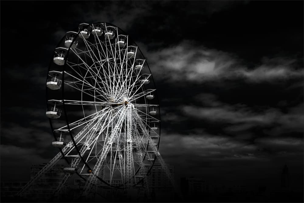 Ominous Ferris Wheel Night by Gilbert Claes — canvas wall art