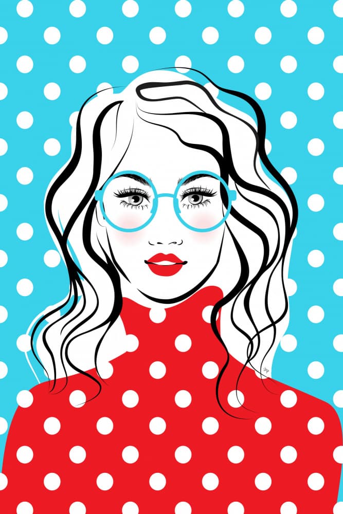 Stylish Polka Dot Woman by Martina — canvas wall art