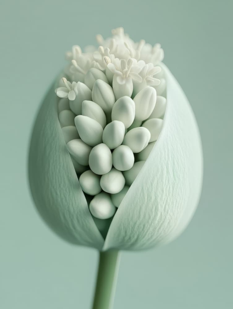 Soft Green Flower Bud by Bilge Paksoylu — canvas wall art
