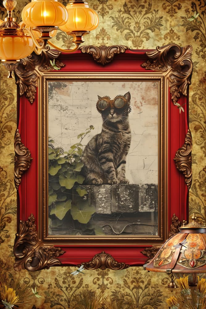 Ornate Steampunk Cat by Sue Skellern — canvas wall art