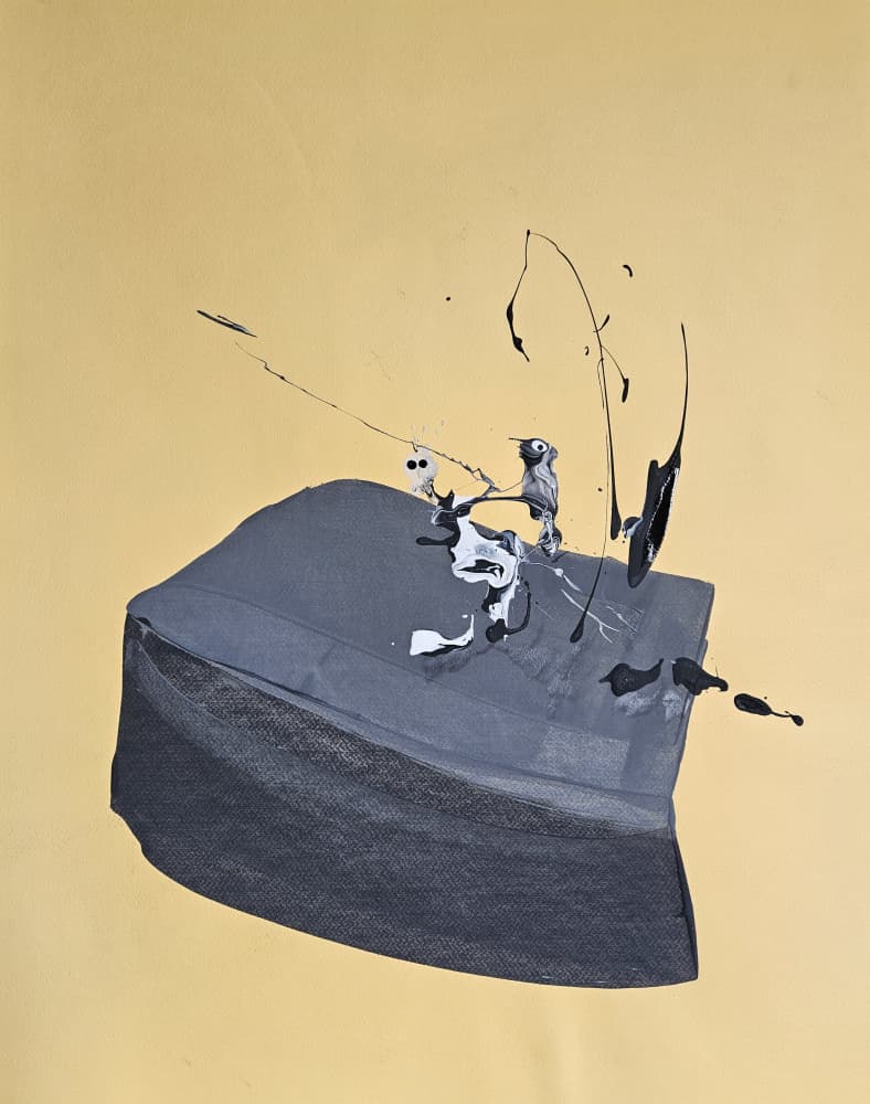 Splattered Grey Hat by Stefano Mazzolini — canvas wall art