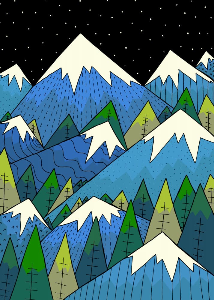 Starry Mountain Forest by Stephen Wade — canvas wall art
