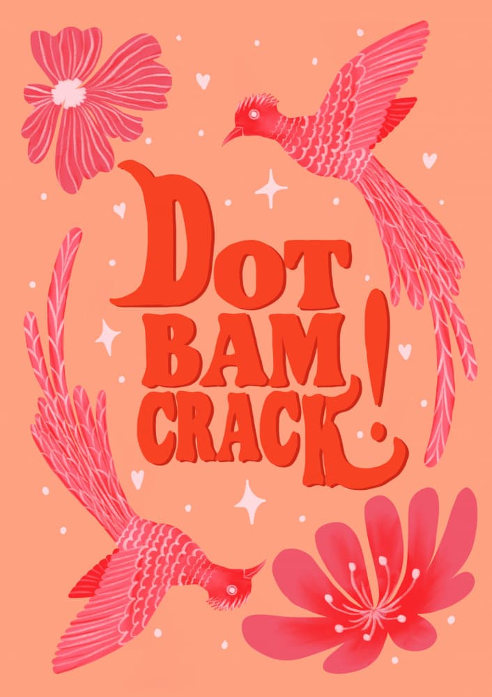 Pink Birds Groovy Text by Aliya Putrus — canvas wall art