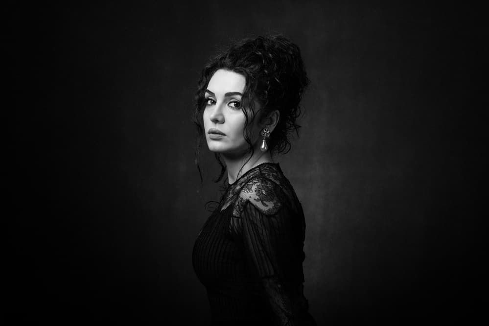 Mysterious Woman Gaze by Mehdi Mokhtari — canvas wall art