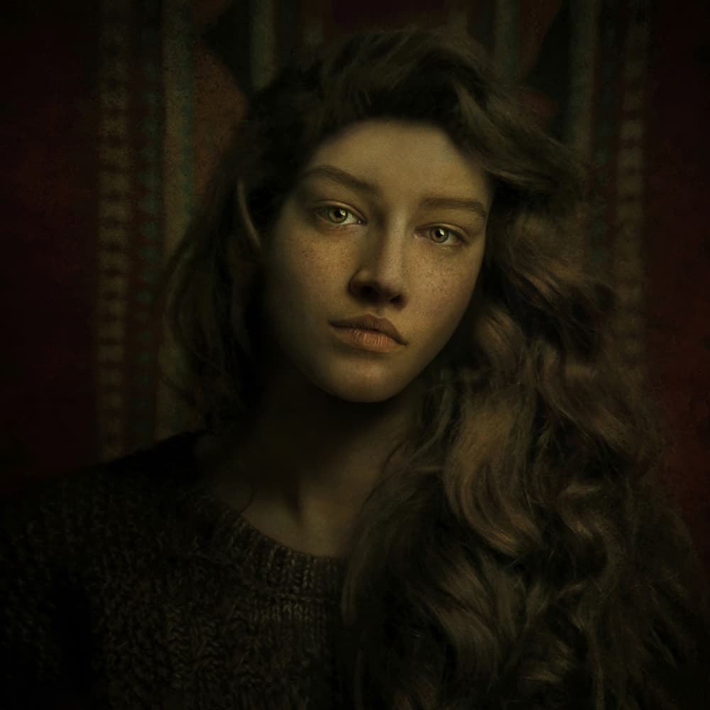 Moody Woman Portrait by Moein Hasheminasab — canvas wall art
