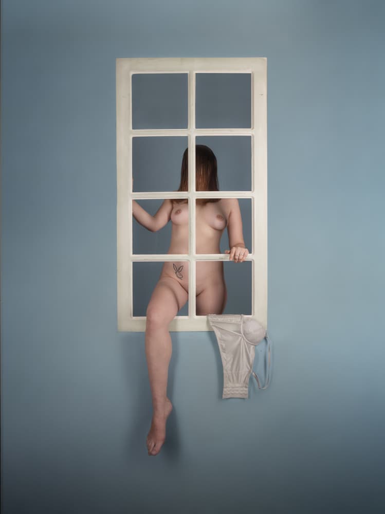 Nude Woman in Window by Michael Allmaier — canvas wall art