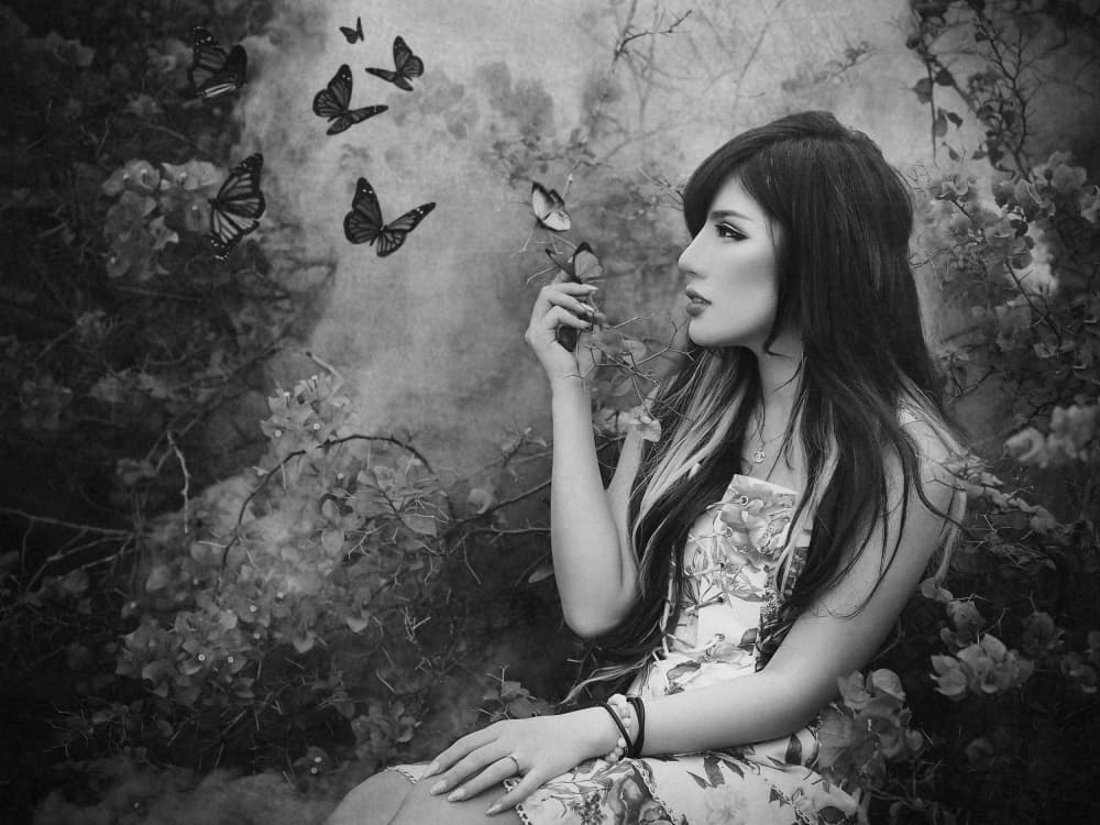 Dreamy Butterfly Woman by Djayent Abdillah — canvas wall art