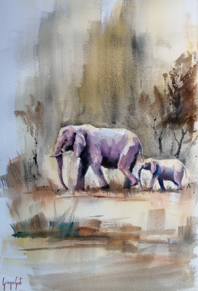 Savanna Elephant Family by Giorgio Gosti — canvas wall art