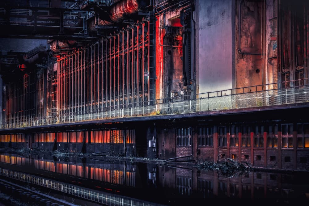 Industrial Reflections Glow by Michael Eßig — canvas wall art