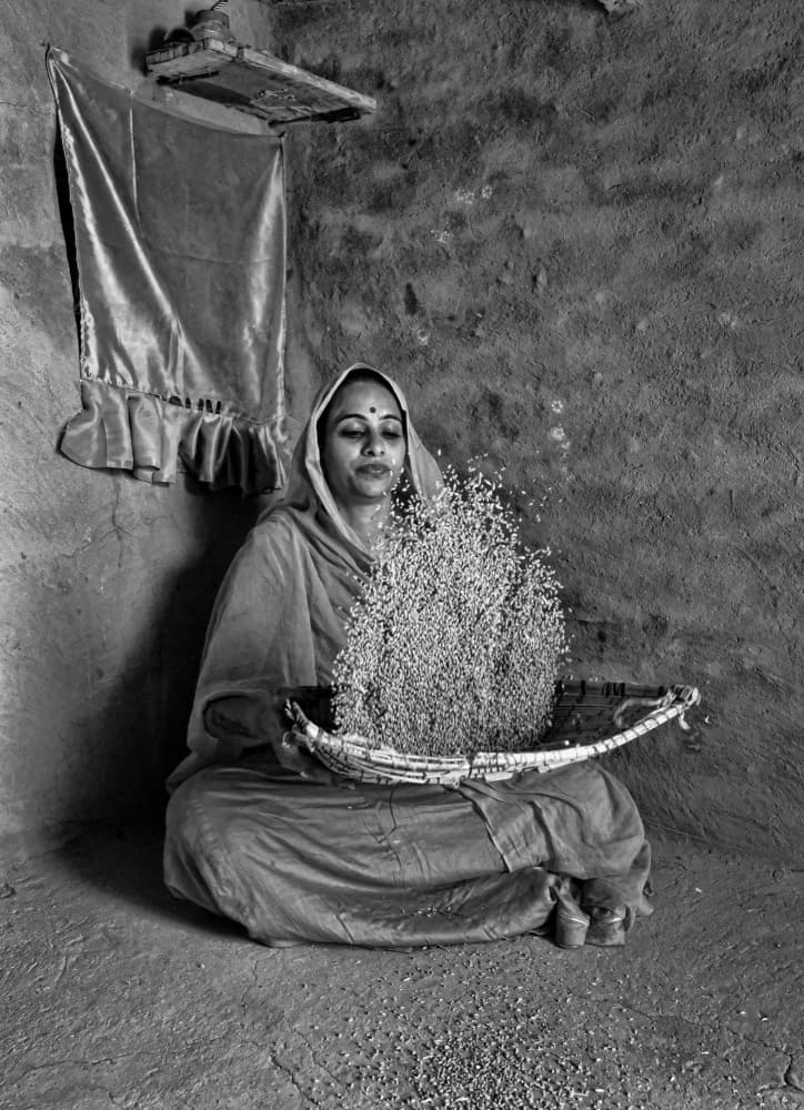 Traditional Grain Winnowing by Ajit Kumar Majhi — canvas wall art