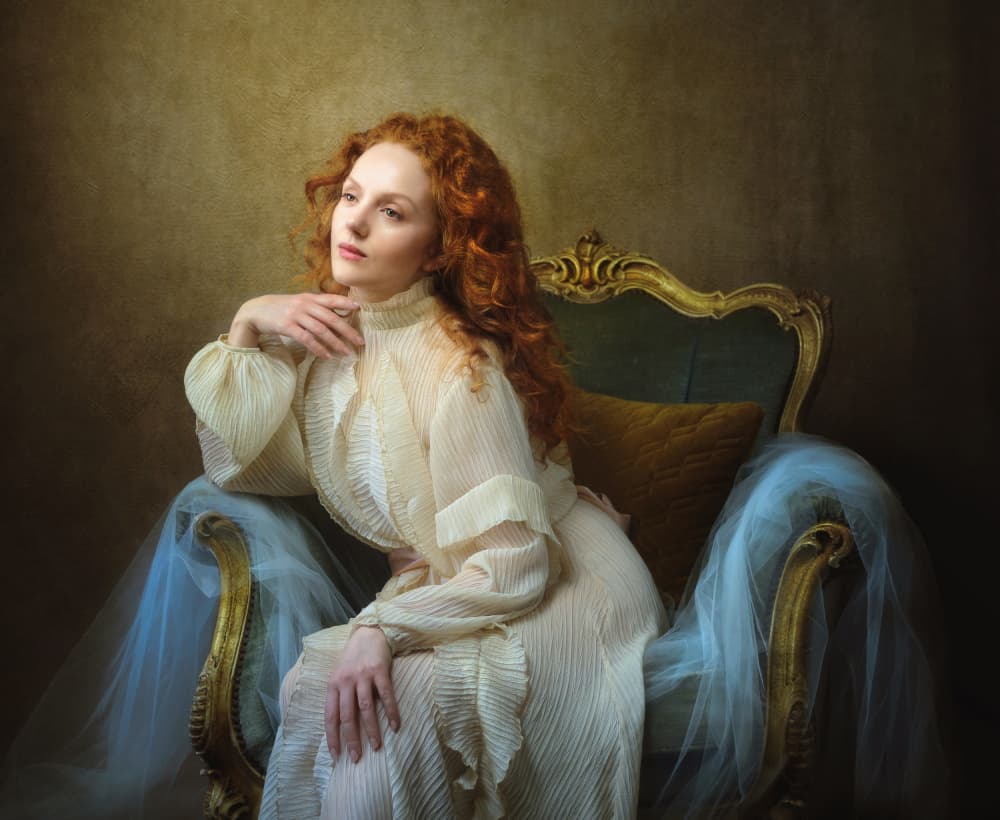 Elegant Redhead Portrait by Catherine Wang — canvas wall art
